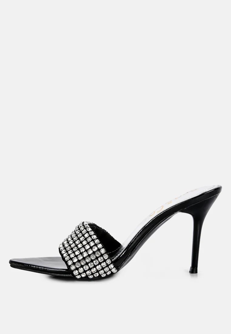 ADINA Diamante Embellished Slip On Sandals in Black - Image 4