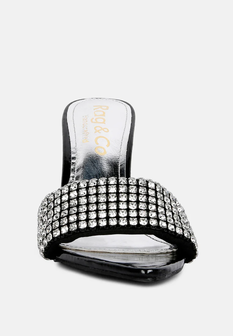 ADINA Diamante Embellished Slip On Sandals in Black - Image 5