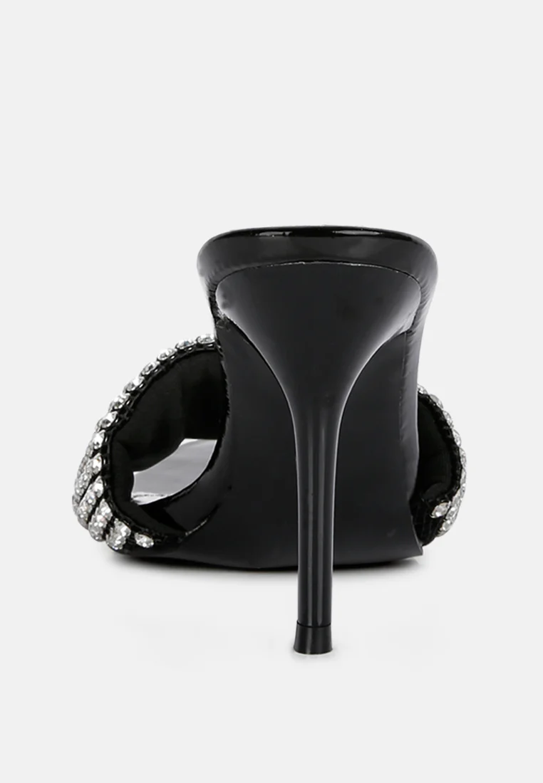 ADINA Diamante Embellished Slip On Sandals in Black - Image 6