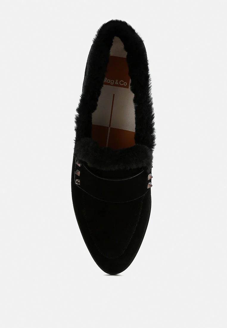 Allie Fur Trim Genuine Suede Loafers - Image 11