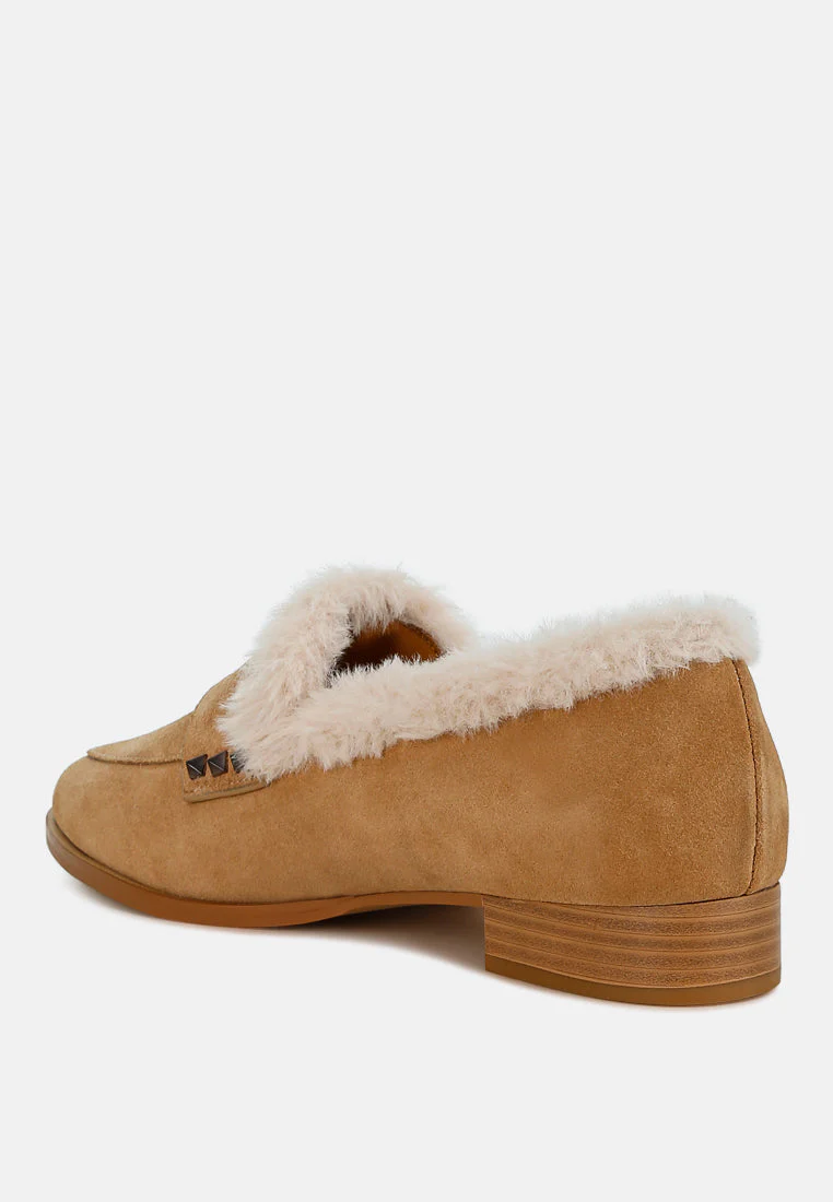 Allie Fur Trim Genuine Suede Loafers - Image 3