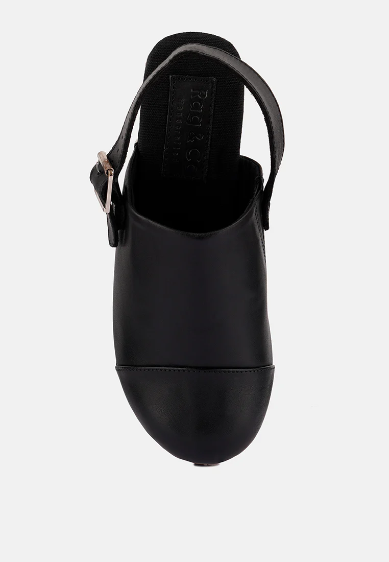ALONA Black Slingback High Block Heeled Clogs - Image 6