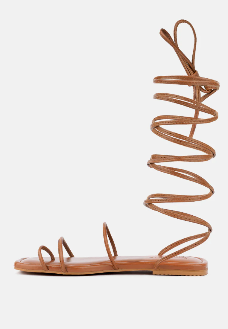 AMATHA Tan Essential Toe Ring Summer Leather Flats - Image 4