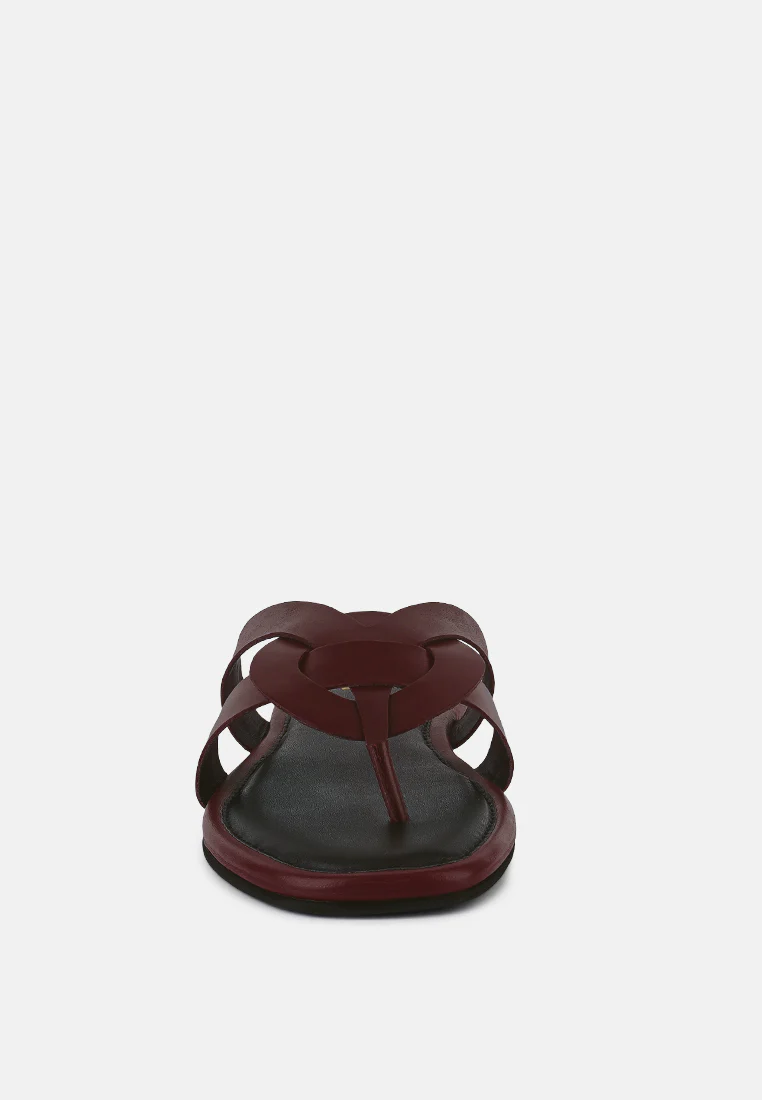 ANGELES Burgundy Flat Slip Ons - Image 3