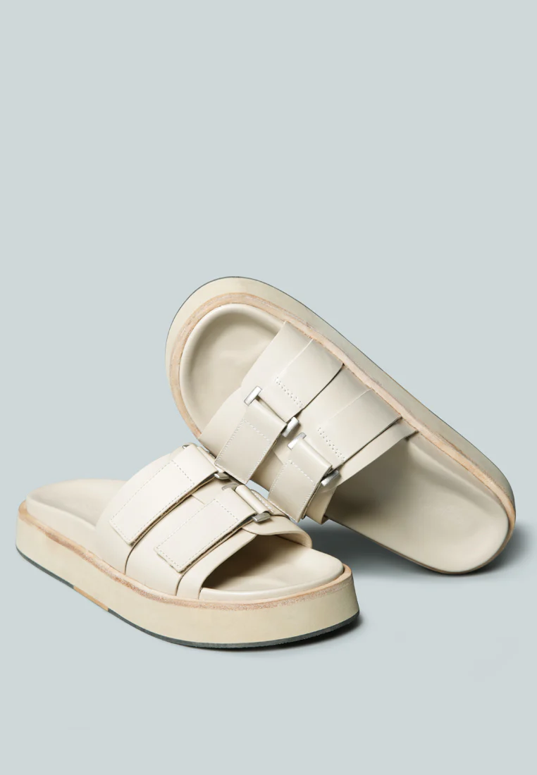 ANISTON Buckled Flatform Nude Slip-On Sandal - Image 3