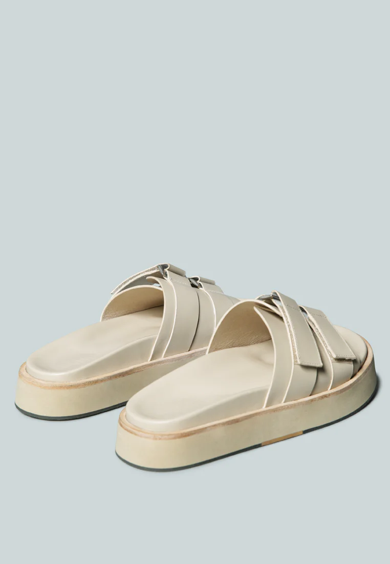 ANISTON Buckled Flatform Nude Slip-On Sandal - Image 4
