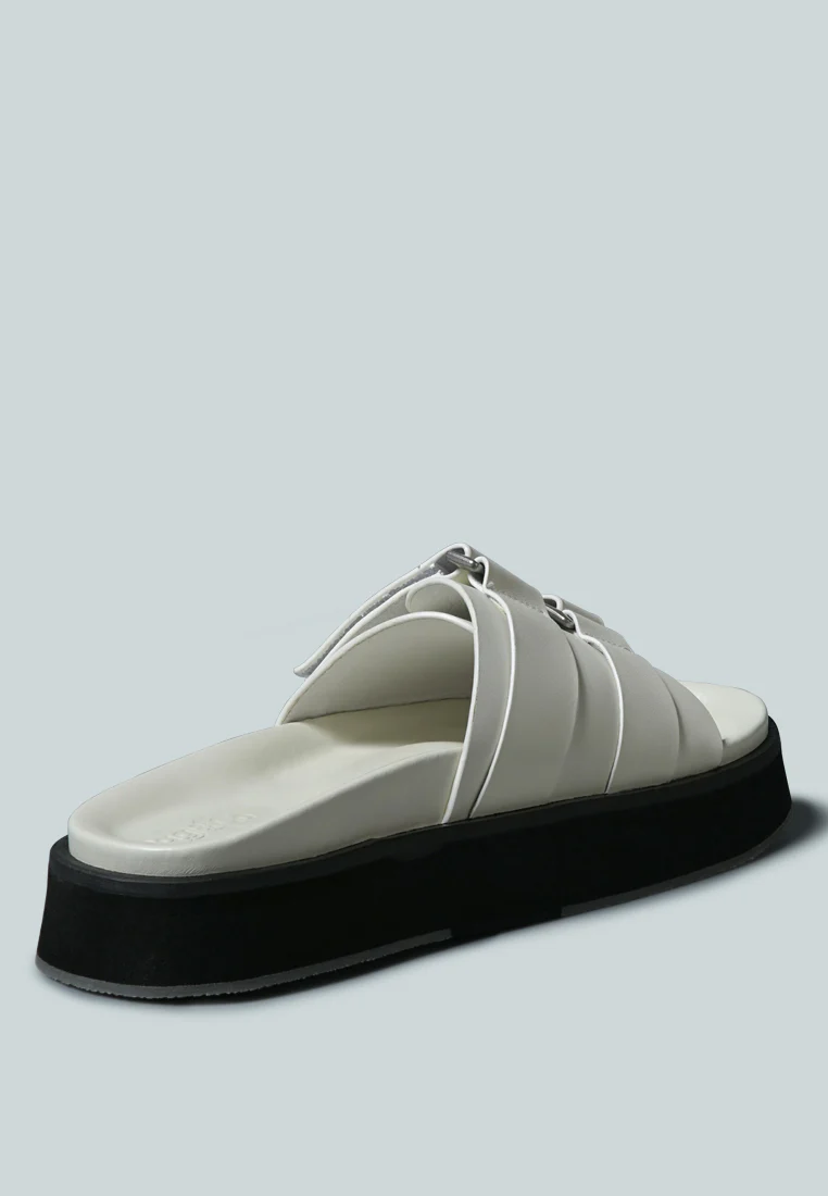 ANISTON Buckled Flatform White Slip-On Sandal - Image 3