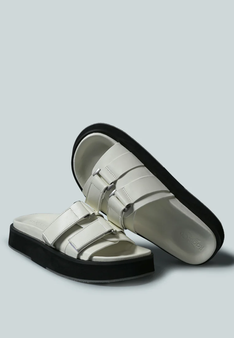 ANISTON Buckled Flatform White Slip-On Sandal - Image 5