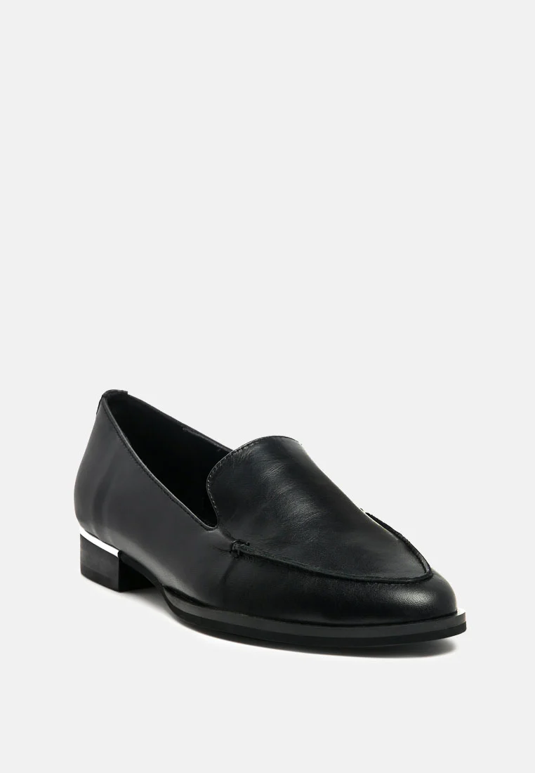 ANNA Black Leather Slip-on Loafers - Image 3