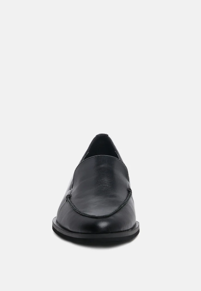 ANNA Black Leather Slip-on Loafers - Image 4