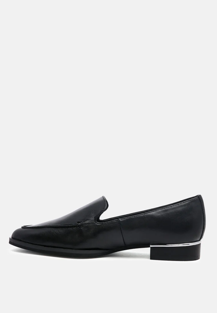 ANNA Black Leather Slip-on Loafers - Image 5