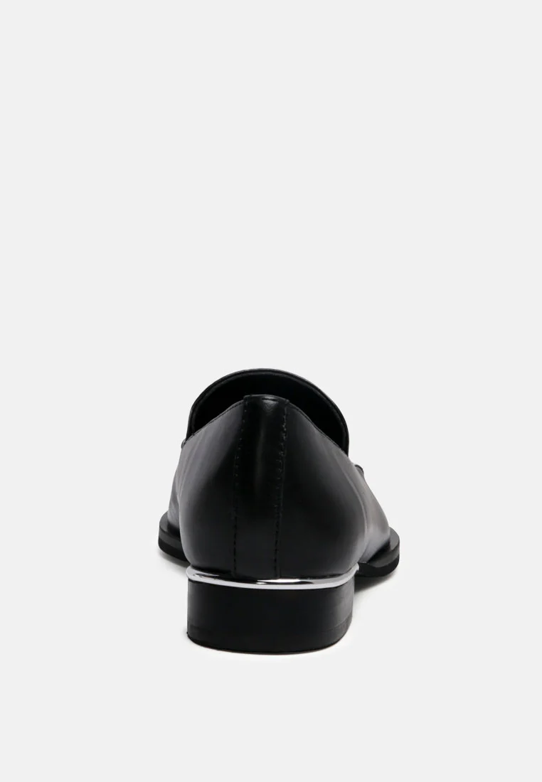ANNA Black Leather Slip-on Loafers - Image 6