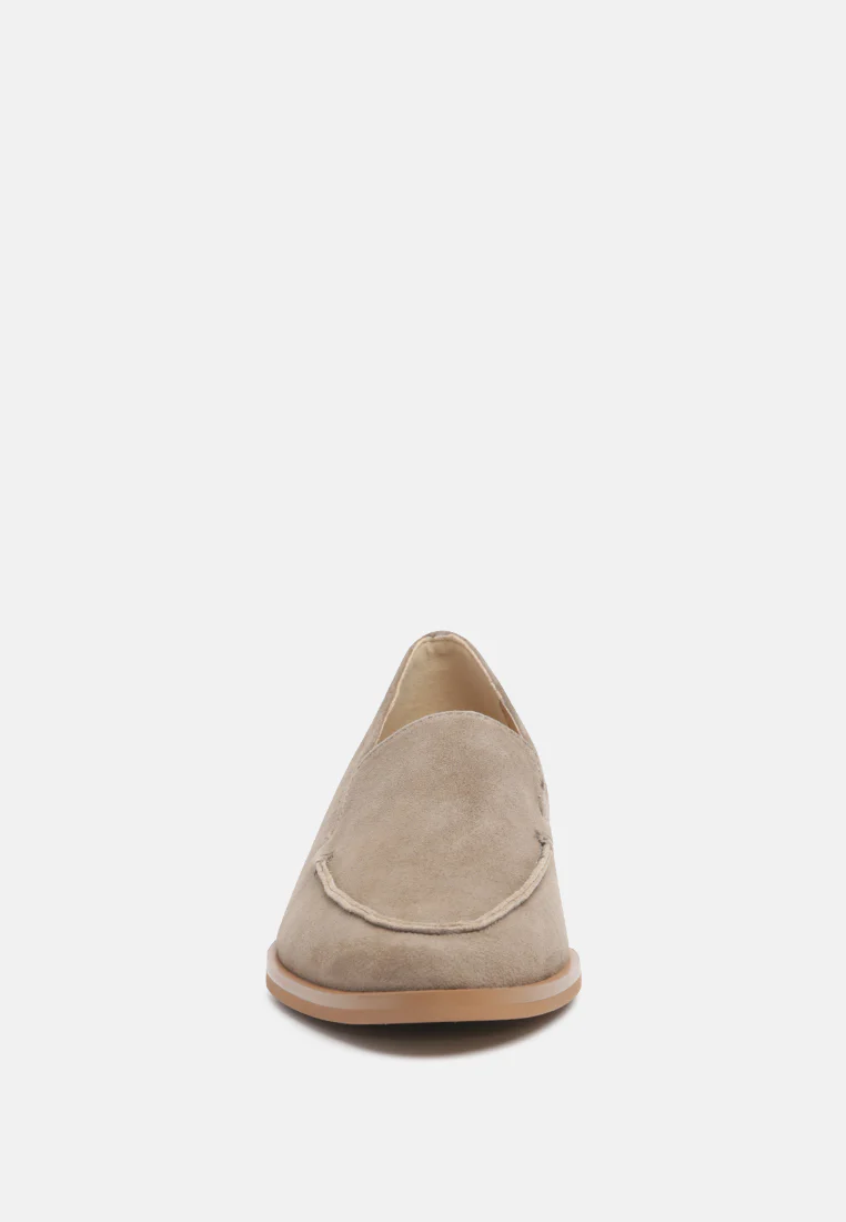 ANNA Taupe Suede Leather Loafers - Image 4