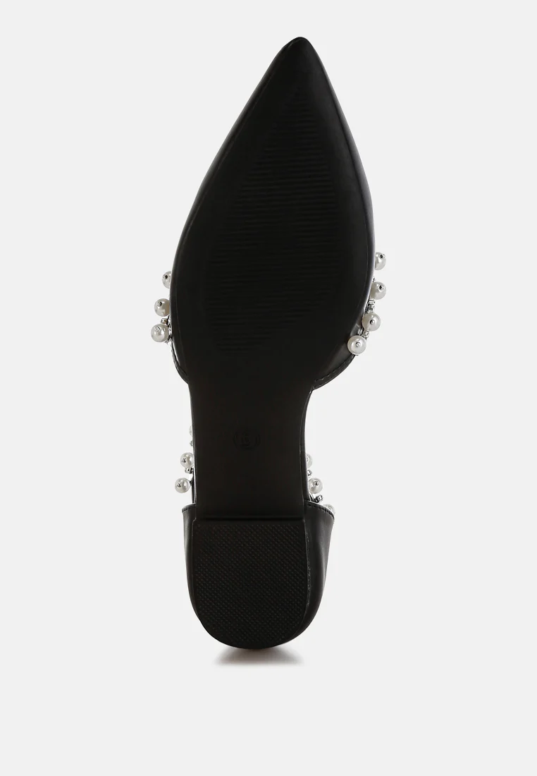 Aouva Rhinestone & Pearl Ankle Strap Flat Sandals - Image 18