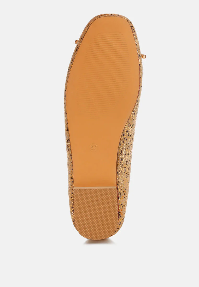 Apollon Bow Detail Foil Print Suede Ballerinas - Image 5