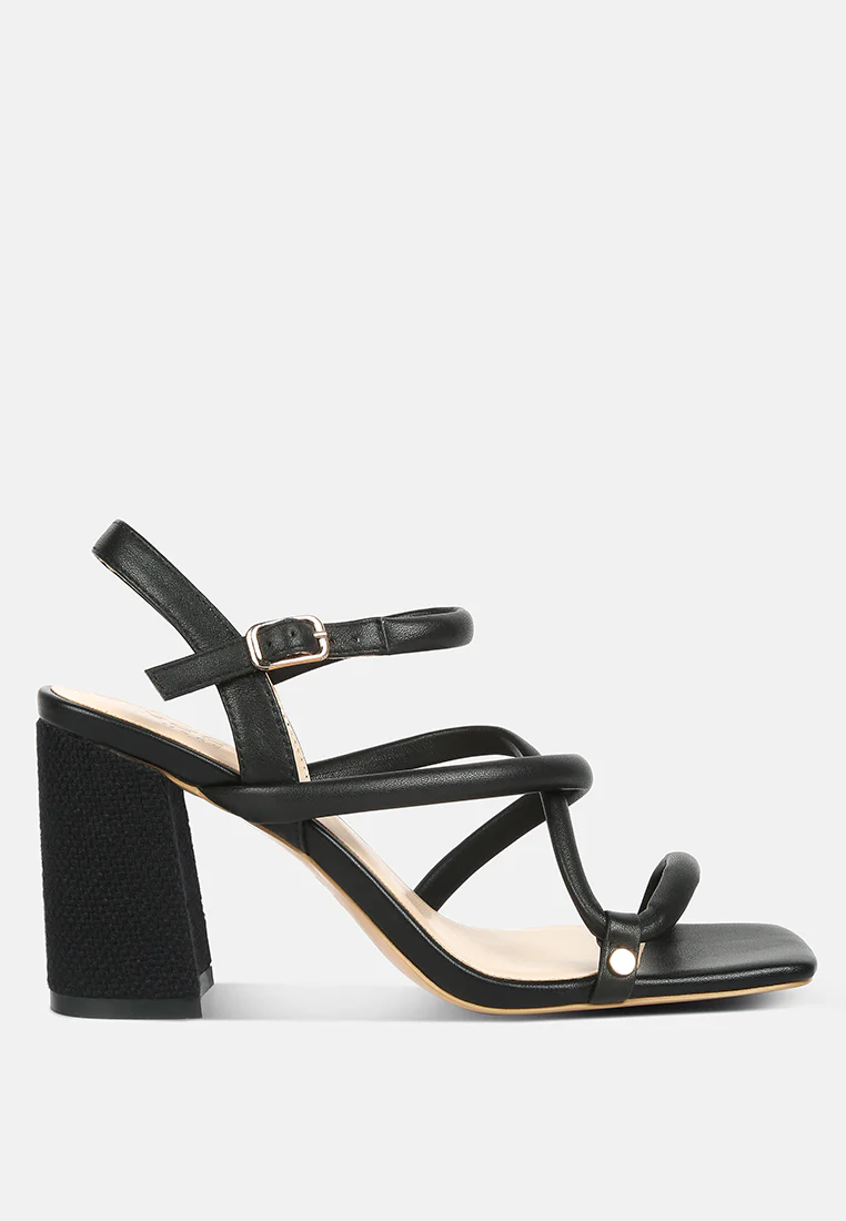 ARTHA open square toe block heel sandals in Black - Image 3
