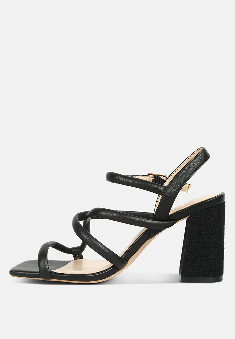 ARTHA open square toe block heel sandals in Black - Image 5