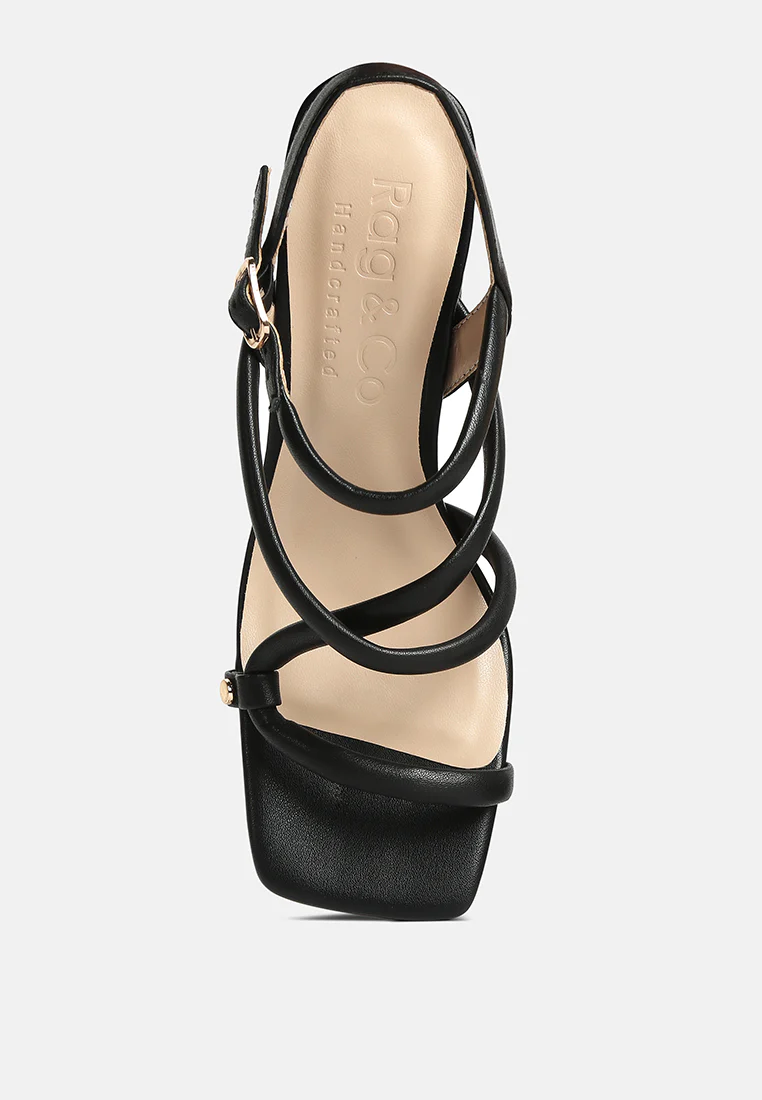 ARTHA open square toe block heel sandals in Black - Image 7
