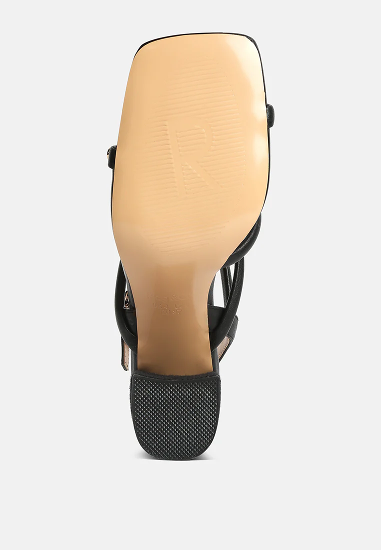 ARTHA open square toe block heel sandals in Black - Image 8