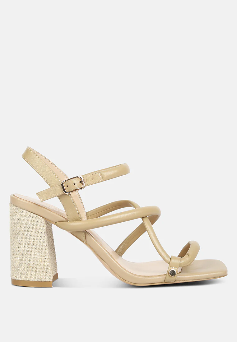 ARTHA open square toe block heel sandals in Taupe - Image 2