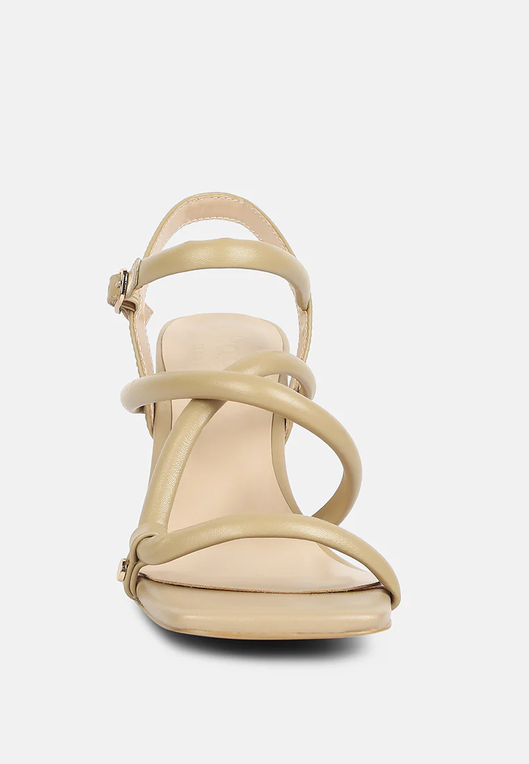 ARTHA open square toe block heel sandals in Taupe - Image 3