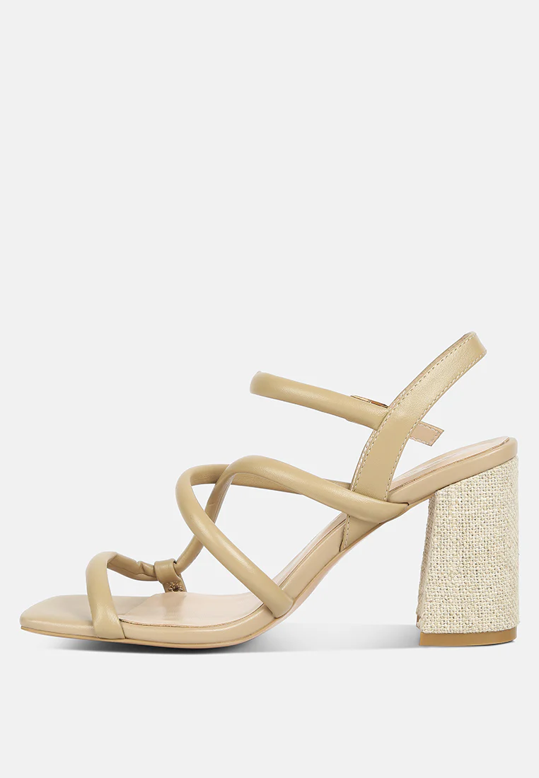 ARTHA open square toe block heel sandals in Taupe - Image 4