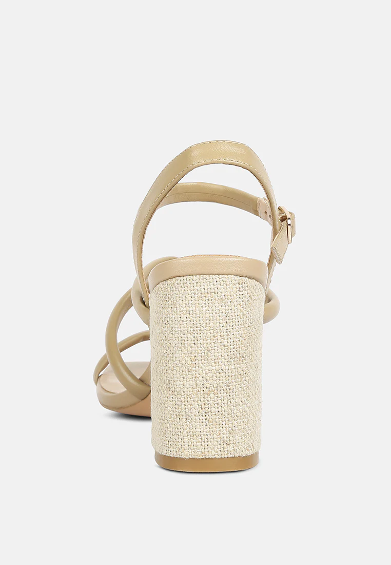 ARTHA open square toe block heel sandals in Taupe - Image 5