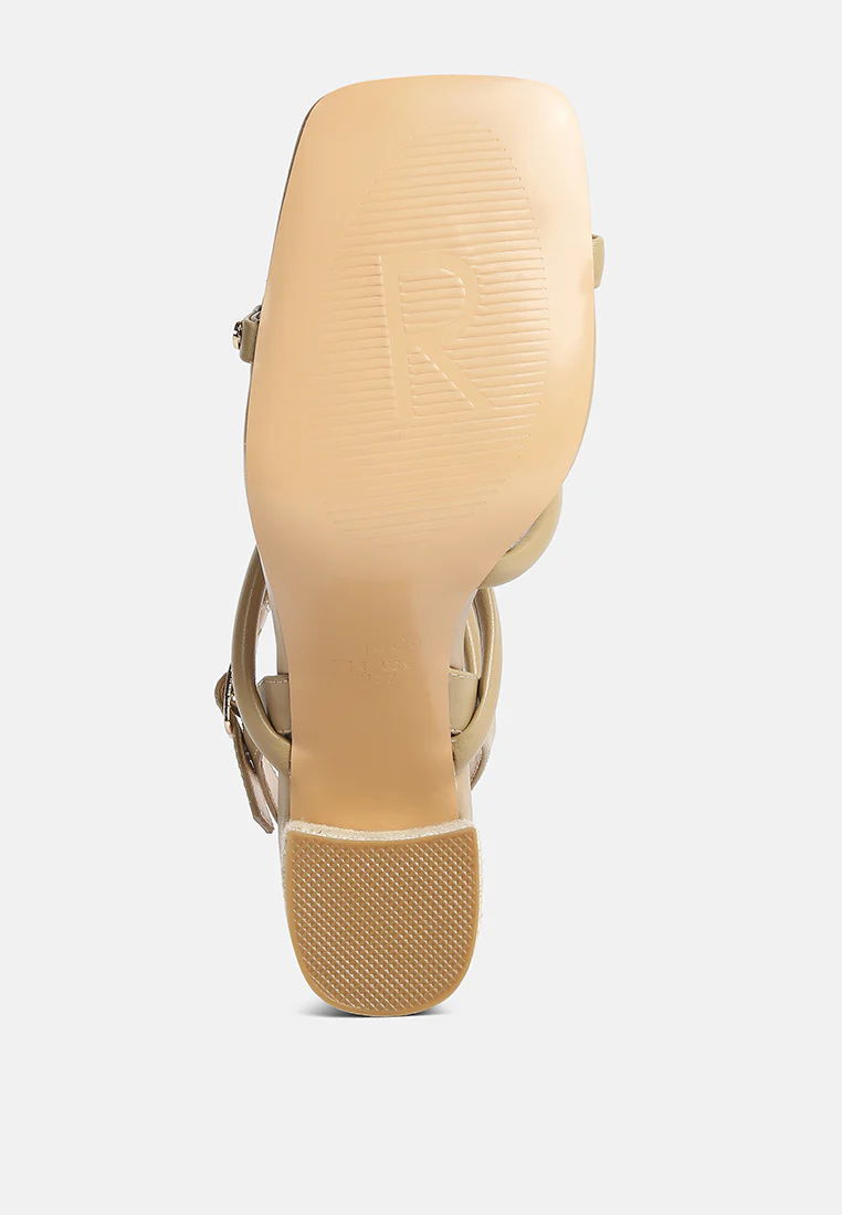 ARTHA open square toe block heel sandals in Taupe - Image 7