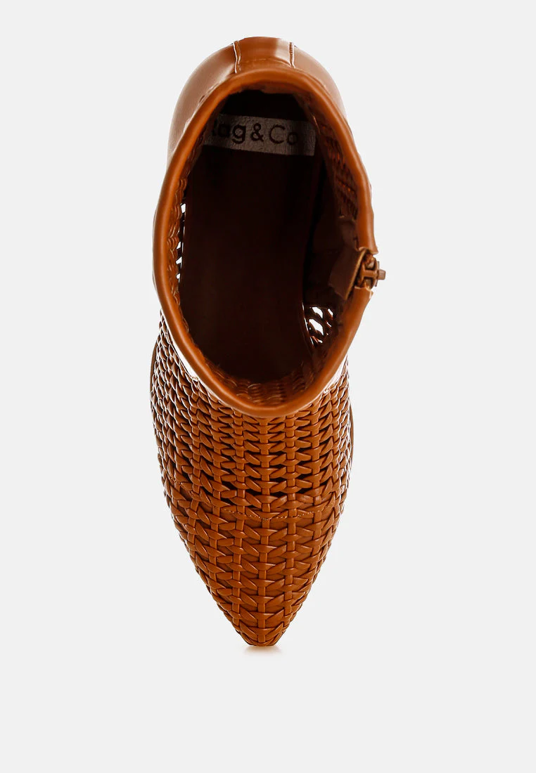 Artisole Woven Pleather Block Heel Boots - Image 10