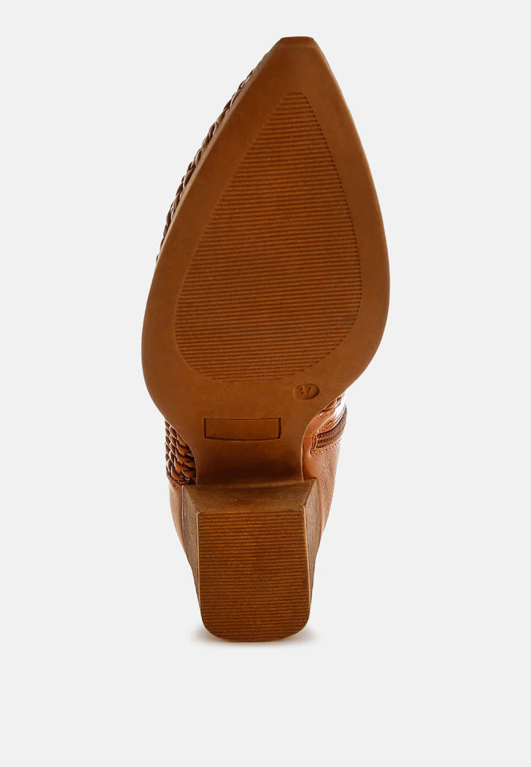 Artisole Woven Pleather Block Heel Boots - Image 11