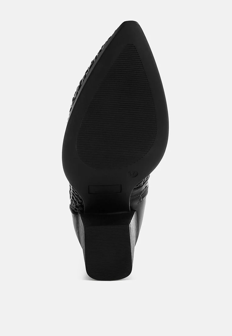 Artisole Woven Pleather Block Heel Boots - Image 16