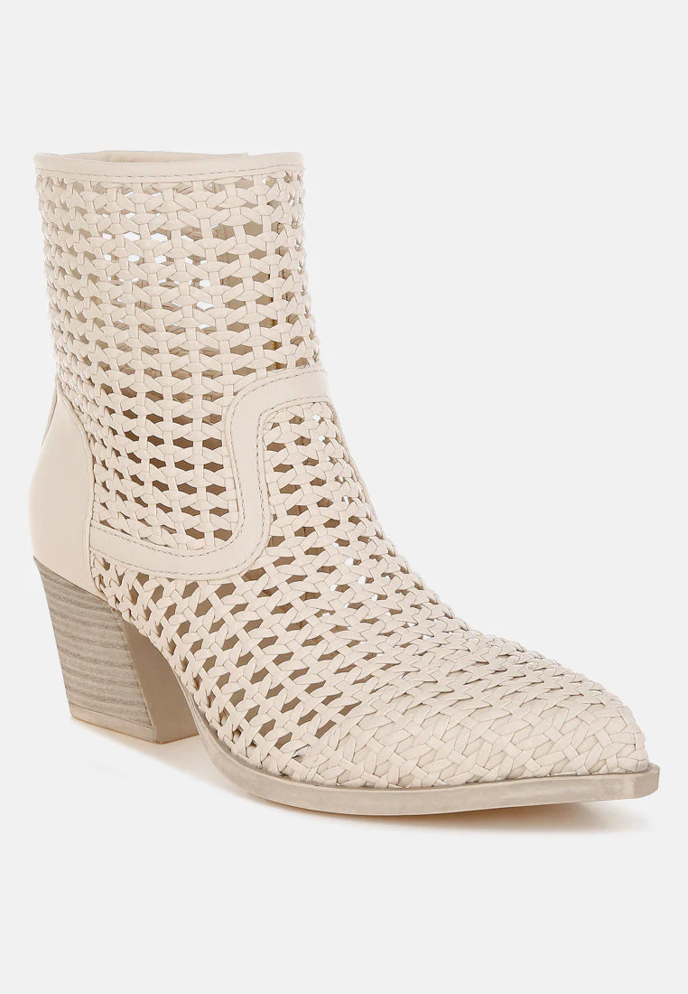 Artisole Woven Pleather Block Heel Boots - Image 2