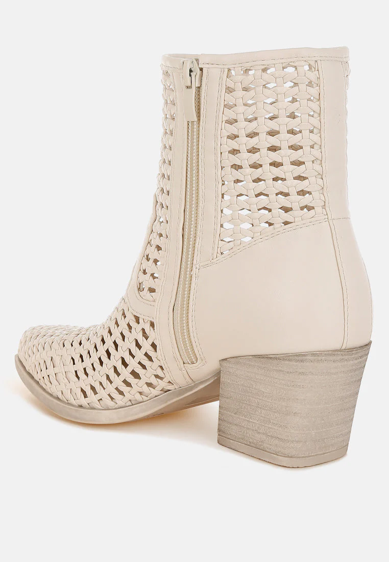 Artisole Woven Pleather Block Heel Boots - Image 3