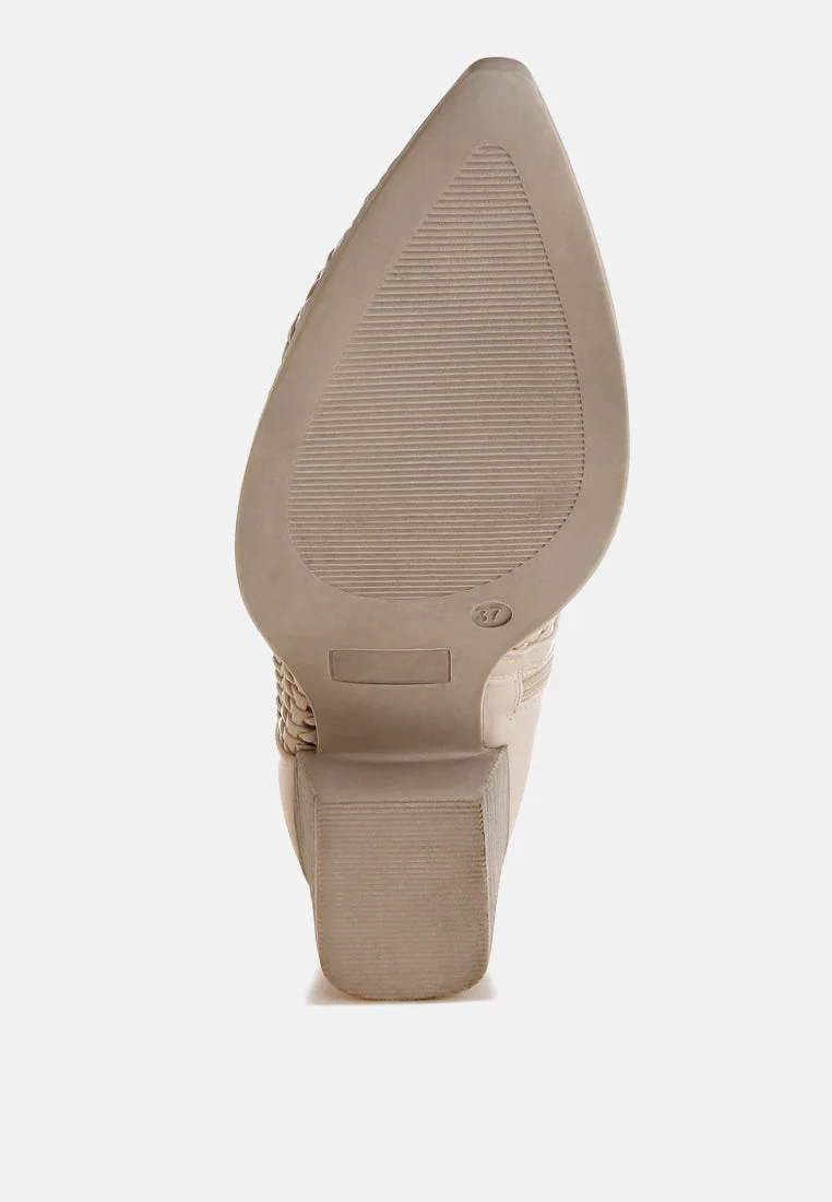 Artisole Woven Pleather Block Heel Boots - Image 5