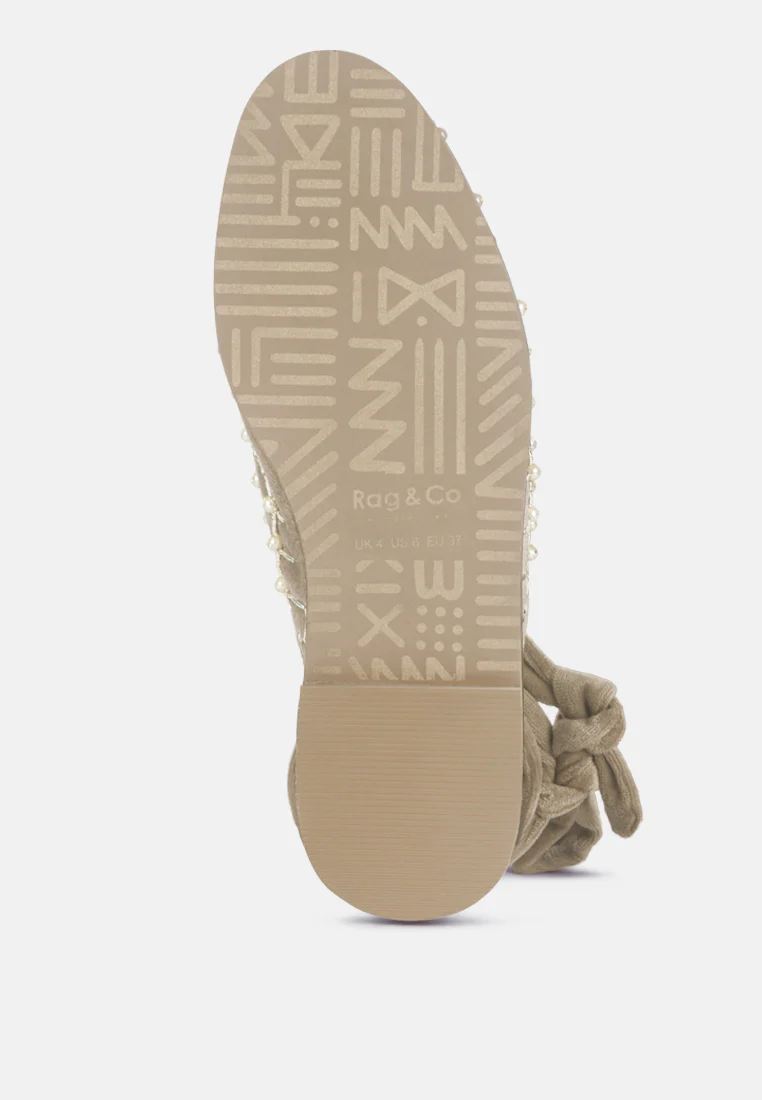 Asante Crisscross Beaded Veil Velvet Mules in Taupe - Image 6