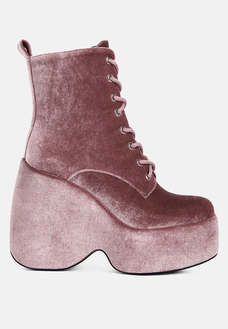 ASHCAN Blush High Platform Velvet Ankle Boots - Image 2