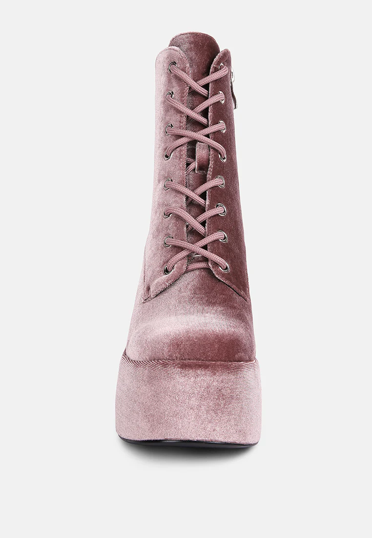 ASHCAN Blush High Platform Velvet Ankle Boots - Image 3