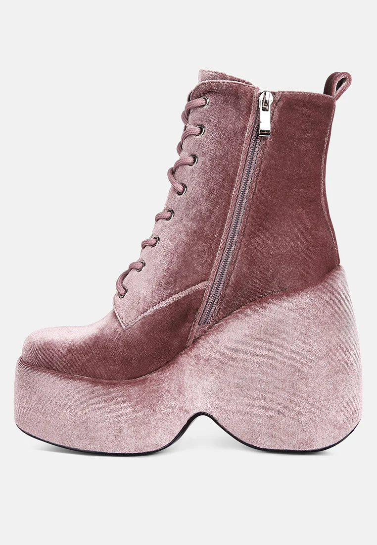ASHCAN Blush High Platform Velvet Ankle Boots - Image 4