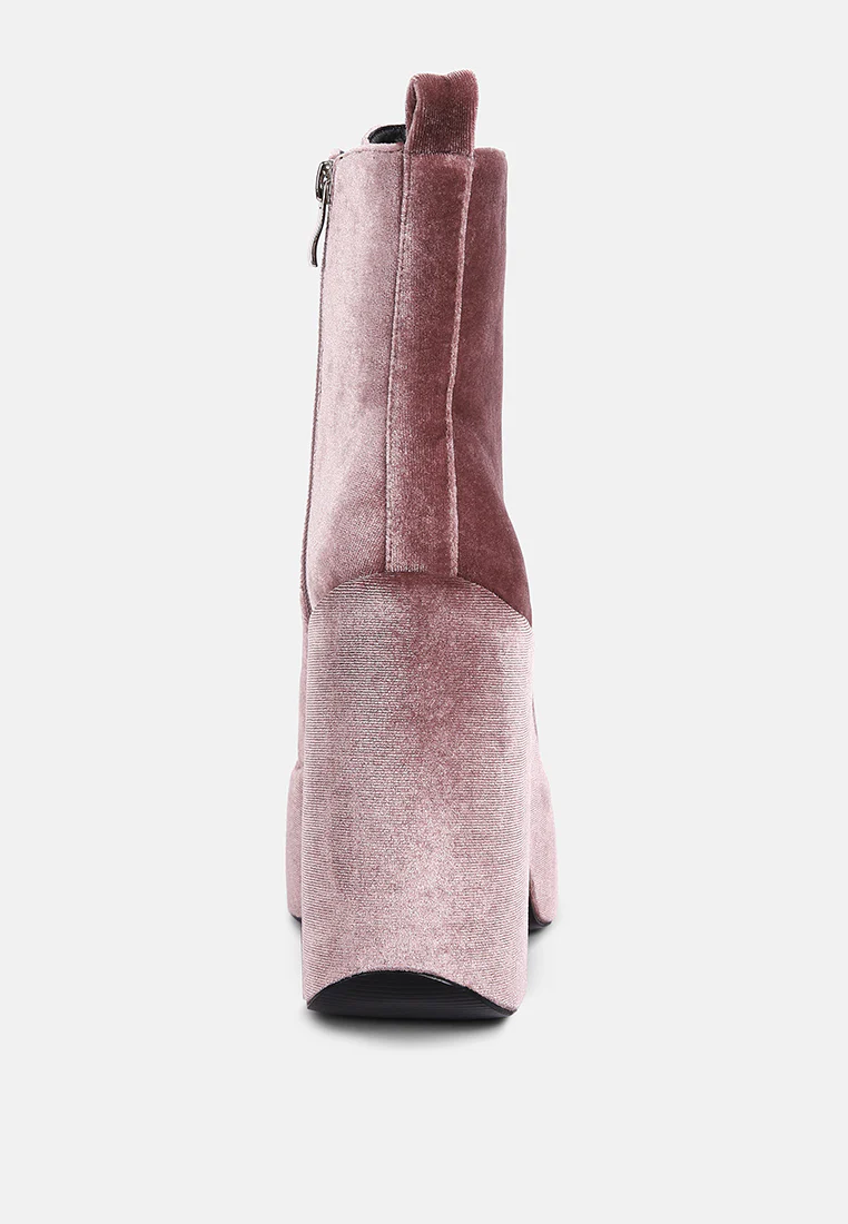 ASHCAN Blush High Platform Velvet Ankle Boots - Image 5