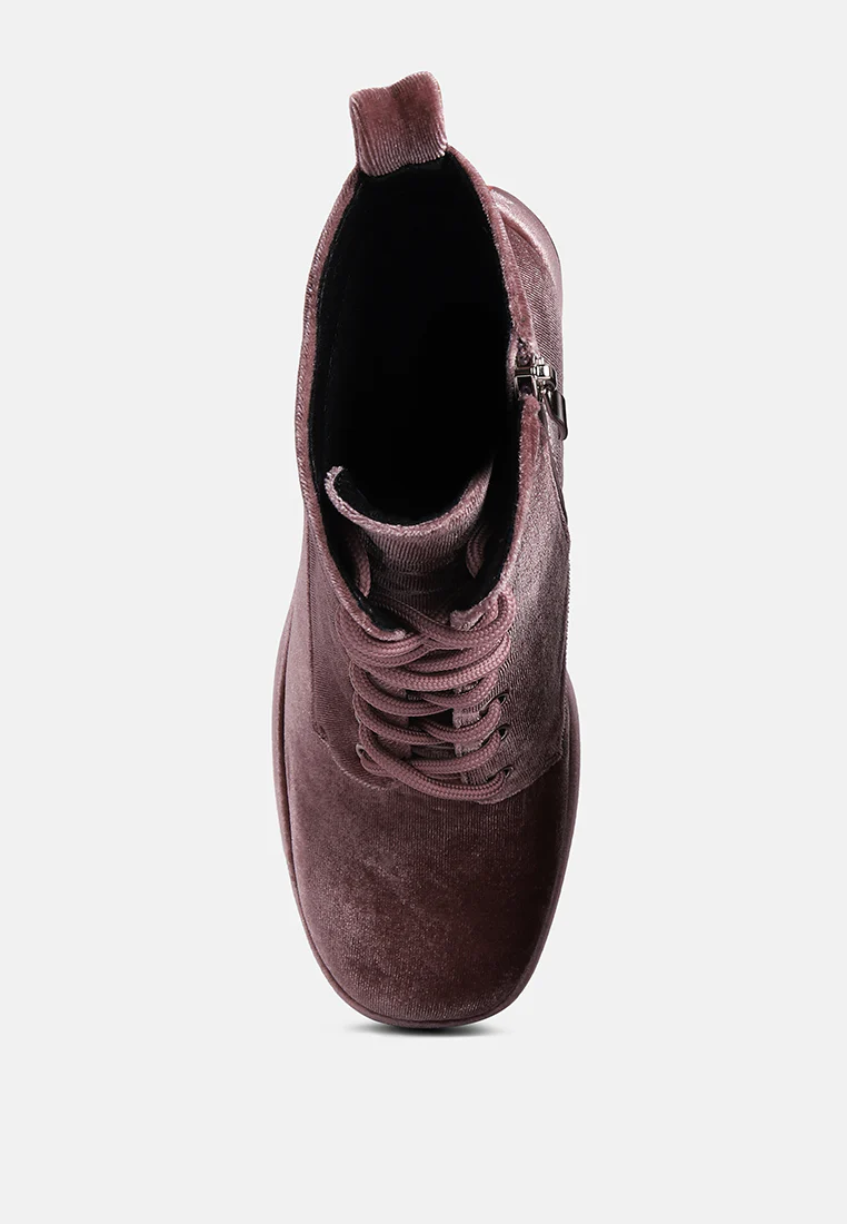 ASHCAN Blush High Platform Velvet Ankle Boots - Image 6