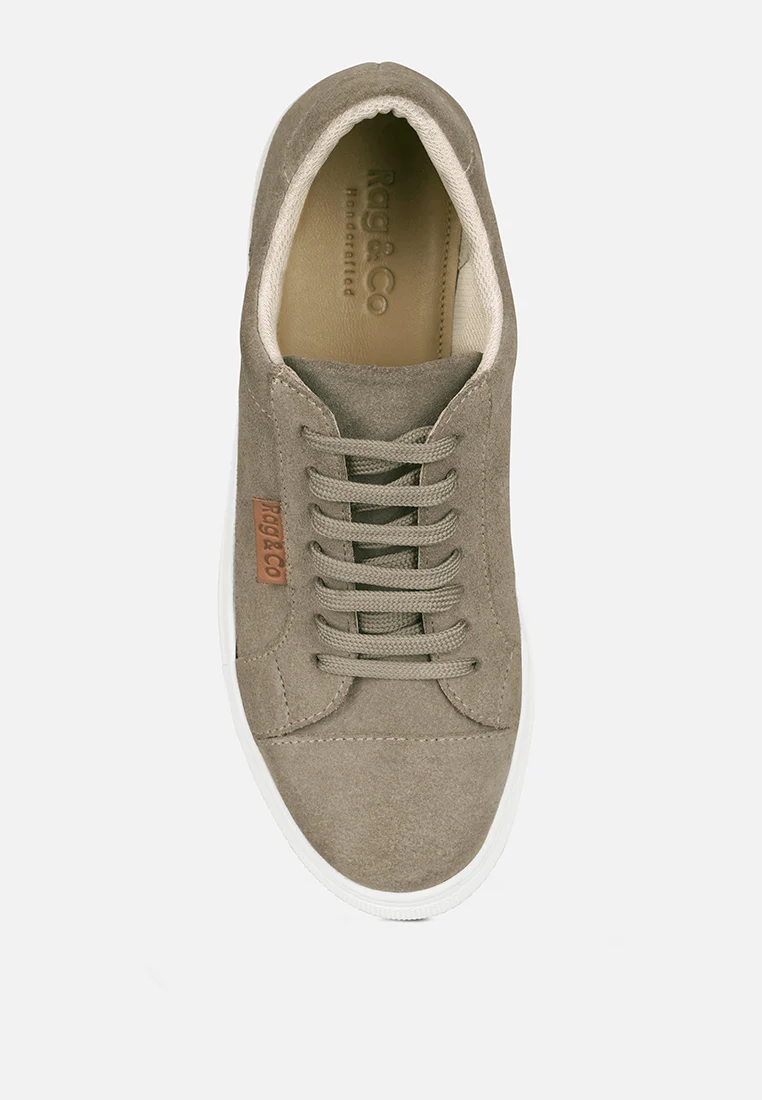 ASHFORD Taupe Fine Suede Handcrafted Sneakers - Image 6