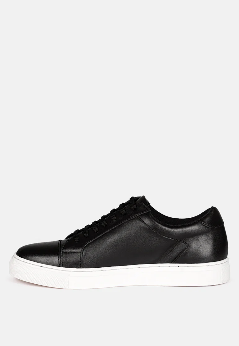 ASHFORD Black Fine Leather Handcrafted Sneakers - Image 4