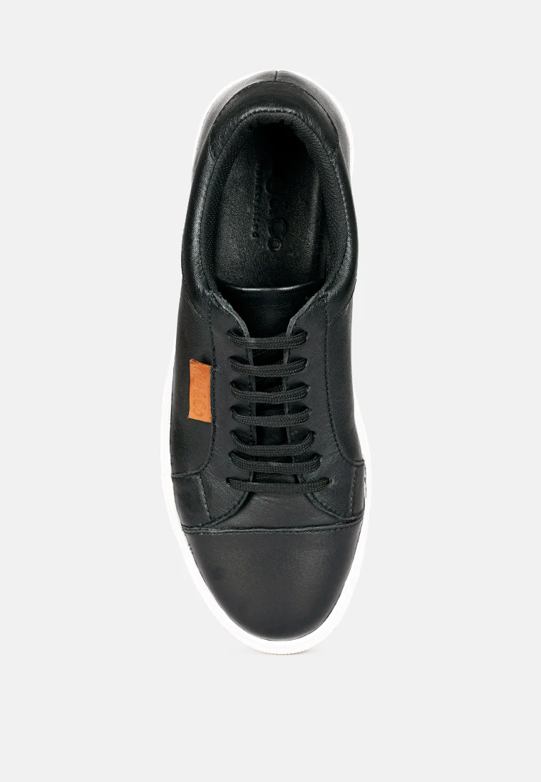 ASHFORD Black Fine Leather Handcrafted Sneakers - Image 6