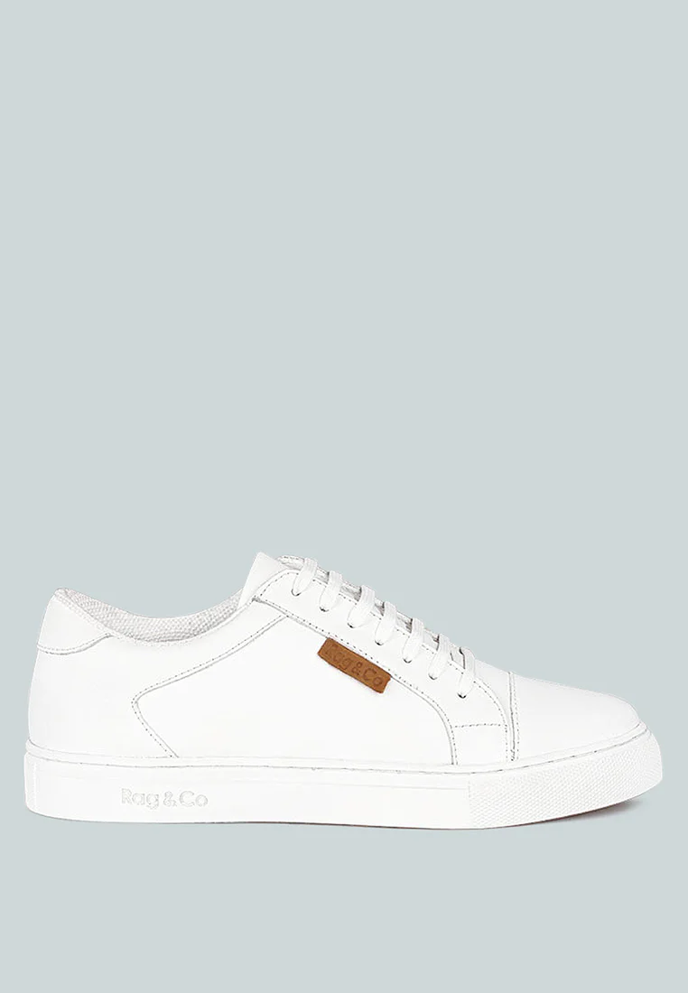 ASHFORD White Fine Leather Handcrafted Sneakers - Image 2