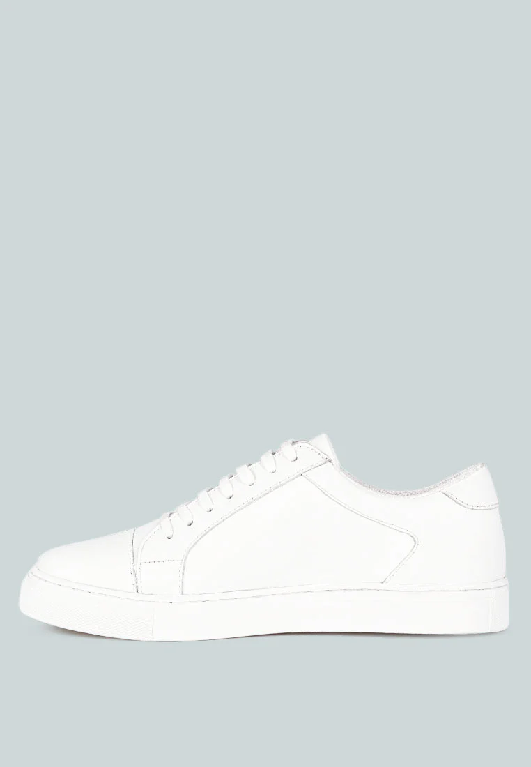 ASHFORD White Fine Leather Handcrafted Sneakers - Image 4