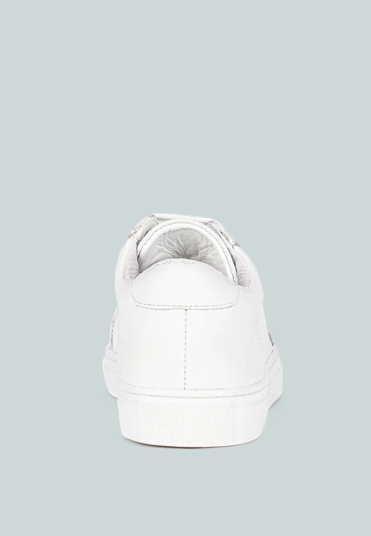 ASHFORD White Fine Leather Handcrafted Sneakers - Image 5