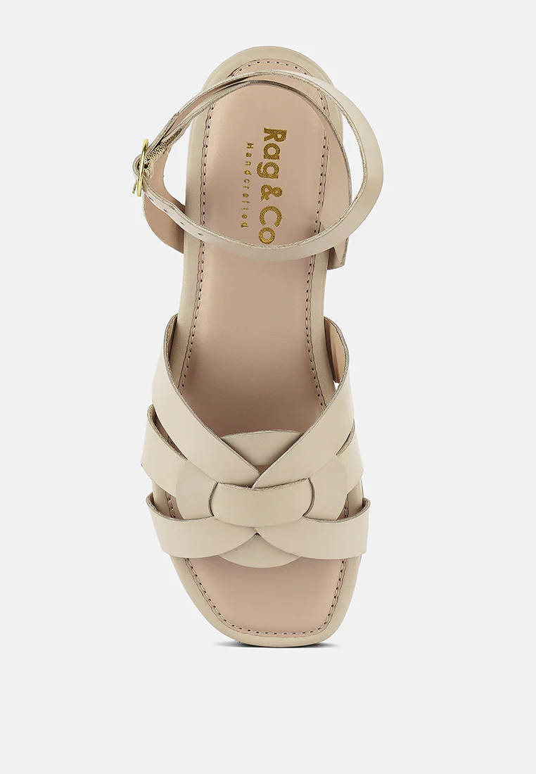 ASHTON Beige Flat Ankle Strap Sandals - Image 7