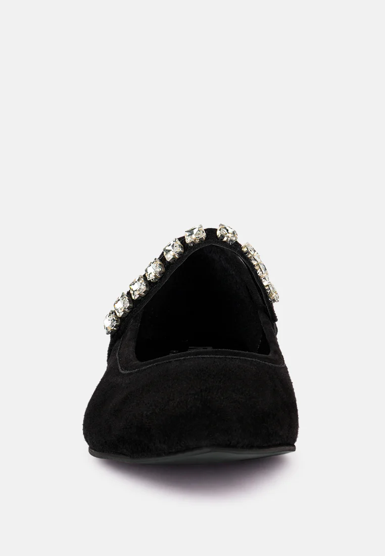ASSISI Black Fine Suede Mary Jane Ballet Flats - Image 3