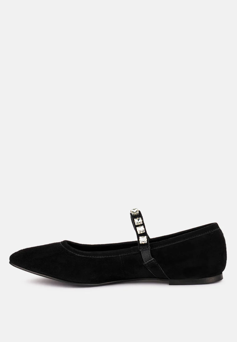 ASSISI Black Fine Suede Mary Jane Ballet Flats - Image 4