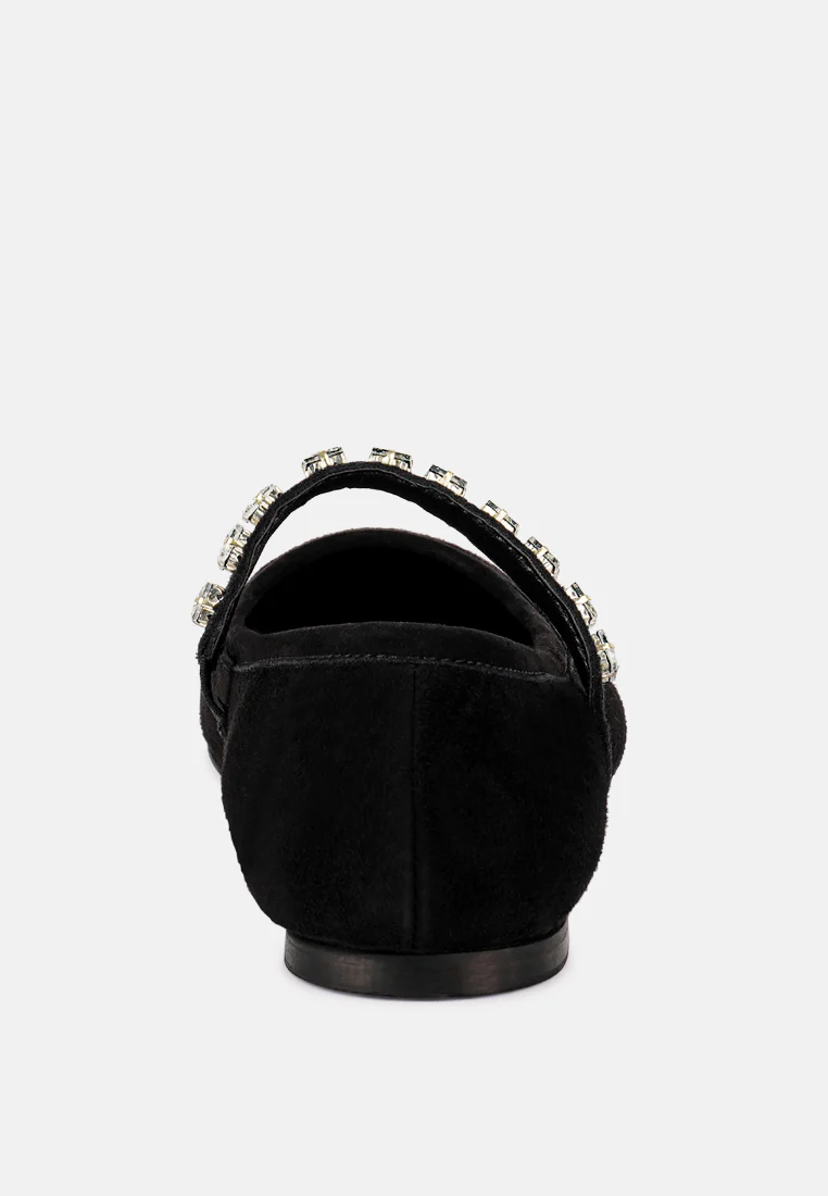 ASSISI Black Fine Suede Mary Jane Ballet Flats - Image 5